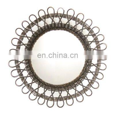 Vintage Gorgeous Round Black Rattan Wicker Wall Mirror