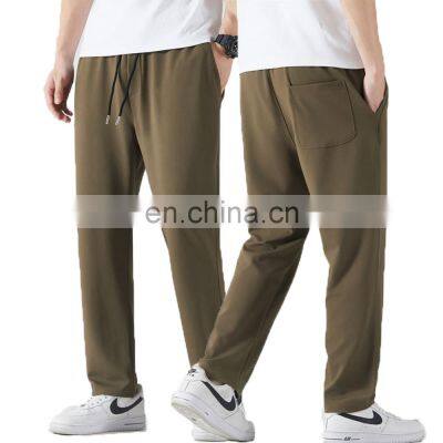 Blank Solid Color Custom Casual Loose Straight-leg Sweatpants Pocket Pants Men's Sports Jogging Wear Gym Fitness Clothes