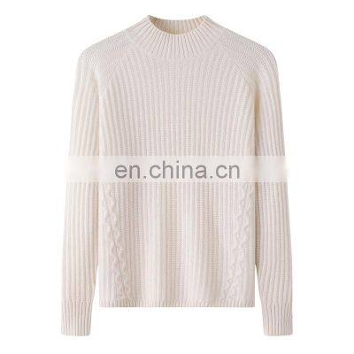 Slim Fit Rib Knitted Ladies 12Gauge Cashmere Crew Neck Sweaters Women's Sweaters