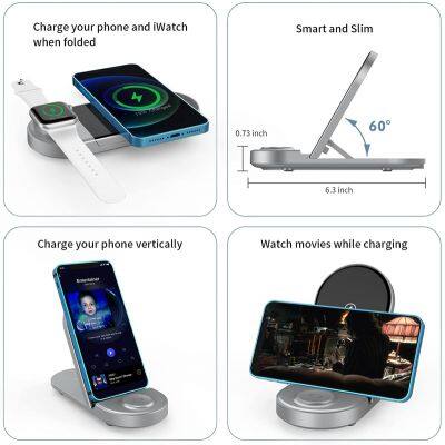 Good Quality 15W Fast Charge Portable Foldable 3In1 Wireless Charger For Iphone And Airpods photo-4