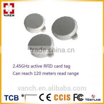 120 meters reading range Button shape fob key 2.45GHz active RFID tag