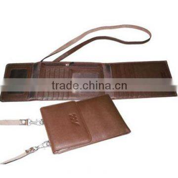 Handmade genuine leather passport holder with strap travel leather passport holder