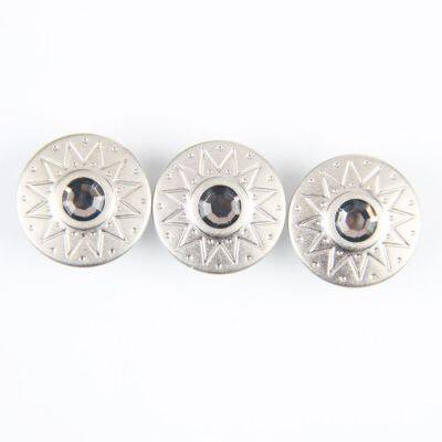 Denim Button Jeans Clothes Engraved Brass and Rivet Jeans Jacket logo Custom Metal Buttons for Denim Jeans with diamond