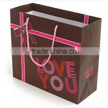 coffee color with UV printing gift paper bag/paper shopping bag