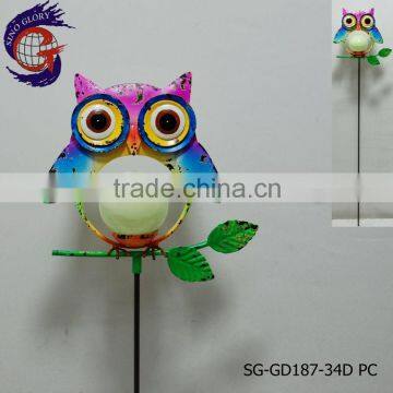 glow in the dark metal garden decoration owl stakes