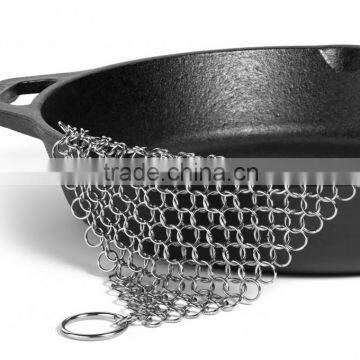 7x7 Inch Premium Stainless Steel Chainmail Scrubber, Cast Iron Cleaner