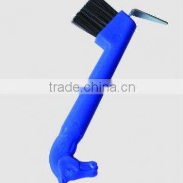 plastic horsehead hoof pick with brush/horse products