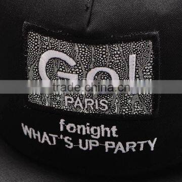 Fashion Cool GO ! Applique Men Women Embroidery Flat Leather Brim Snapback Custom