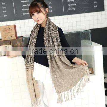 Wholesale Coral Fleece Striped Woven Warm Winter Women Shawls