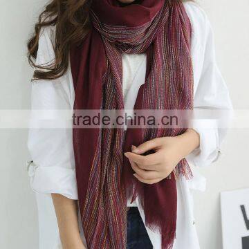 Wholesale Latest Colorful Striped Cotton Viscose Woman Shawl Scarf