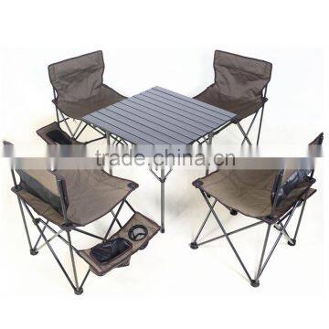 5 PCS Garden Furniture Cast Aluminium Camping Folding Table Chair photo-2