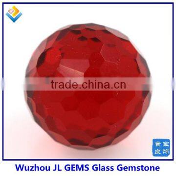 Synthetic Facet Cut Orange Color Glass Stone Ball For Jewelry Decoration