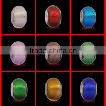 Vnistar stock wholesale high quality stainless steel core colorful glass beads fit for european bracelet&DIY jewelry PGS029