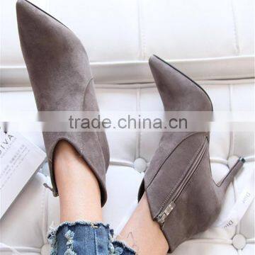 Black suede new york fashion pencil heel china woman low heel suede boot