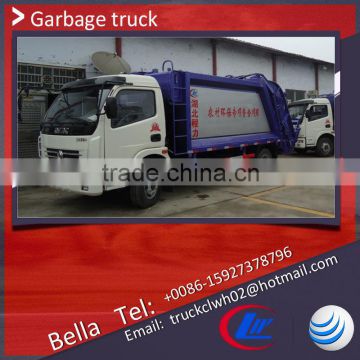 LHD DFAC garbage truck capacity 5m3, cheap hydraulic garbage compactor truck