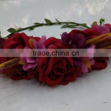 Newest Design Women Girls Artificial Flower Headband Tiara Crowns Garland Wedding For Adults photo-5