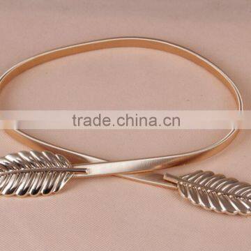 Skirt Decorated With Golden Leaf Buckle Belt Ladies Dress Fine Decorative Elastic Elastic Metal Waist Chain Belt photo-4