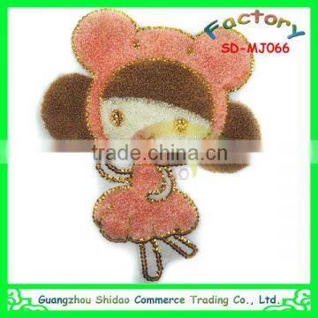 Cartoon cute baby girl design towel embroidery chenille embroidery patch