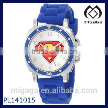 Superman Kids' Rubber strap analog quartz watch/easy reading Superman Logo Plastic Watch with Rubber Band