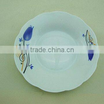 8 cut soup plate with red maple leaves, porcelain plate