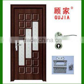 Single leaf Interior PVC MDF wooden door with glass