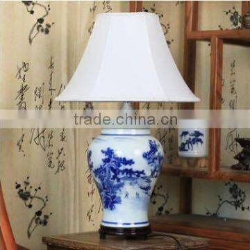 Chinese ceramic ginger jar table lamp with base switch