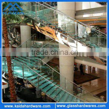 Side mounted stainless steel balustrade for glass railing stairs