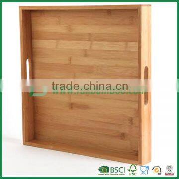 Bamboo wood serving tray with handle