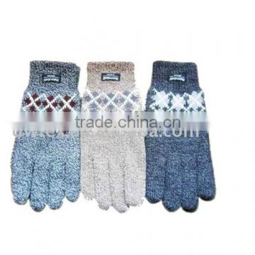 knitted wool and acrylic blended men's magic gloves