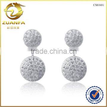 Brazil hot sale with/without plating white zirkon micro paved brass dangle double ball earrings