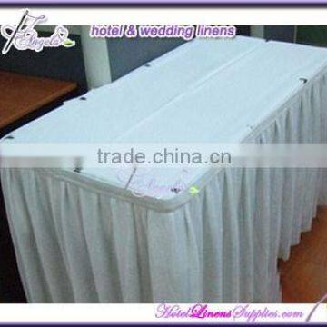 17' polyester fitted table skirts with topper, polyester table skirtings for wedding events