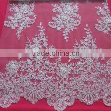 Sparkling beads and sequins decoration bridal lace fabric/african swiss lace fabric/swiss voile lace/