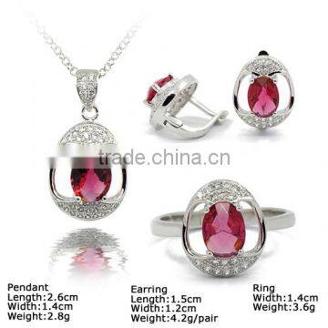 SZJ-6284 925 silver jewelry Set , cheap silver jewelry set, Silver Bee Sets with Big Red Stone