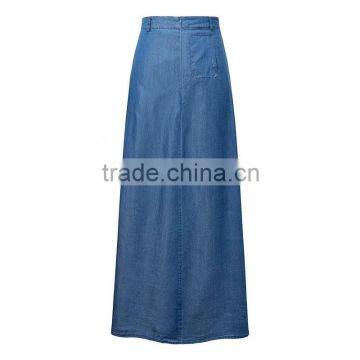 OEM top girls fashion women european type denim jeans long bleach skirts