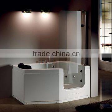 Diamond Shape acrylic massage walk in tub with shower door Freestanding Indoor walk in bathtub