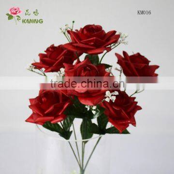 KM016 7 heads sharp petal wine color rose curl petal rose flower