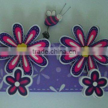 wooden purple flower hook