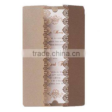 Newmengxing 2016 New Product Laser Cut Gold Oriental Intricate Handmade Personalised Wedding Invitation photo-2
