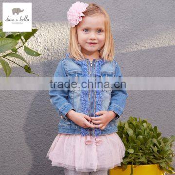 DB2999 dave bella spring cotton baby tops baby shirts baby denim coat outwear girls clothing