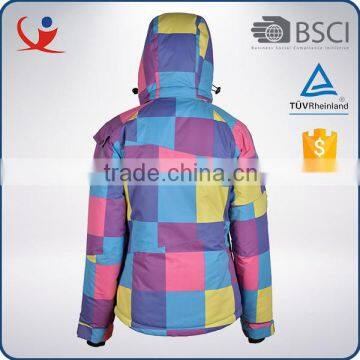 Fashion Winter Windproof Waterproof Nylon Colorful Jacket Ski Woman