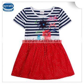 (H5996D) 2-6y novakids clothing striped kids dresses 2015 dresses girls baby garments girls frocks summer wear