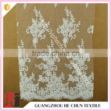 HC-5262-1 Hechun New Design Beautify White Voile African Bridal Lace Fabric