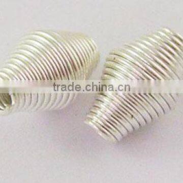 Iron Spring Beads, Silver Color, 9mmx6mm, hole: 2mm, about 2400pcs/1000g(E029Y-S)