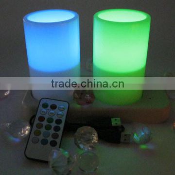 5 inch set of 2 plastic color changing remote control led candle