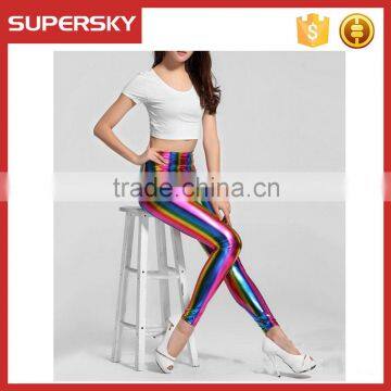 B431 Women Rainbow Leggings Digital Printing Pants Sublimated Show Thin Women Yoga Legging