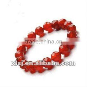 Natural 10mm Faceted Red Agate Bracelet