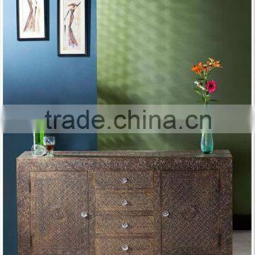 Embossed Brass Metal Sideboard