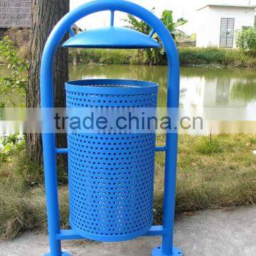 Park metal trash can metal receptacle bin