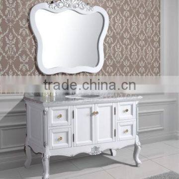 European white finish Antique Solid Wood Bathroom furniture