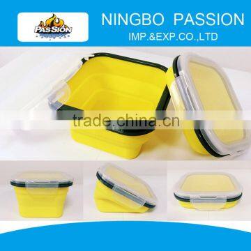 2015 new products pop up silicone bowl, 2 kinds of size square foldable microwave bowl